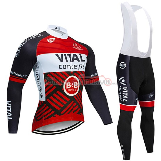 Abbigliamento Ciclismo Vital Concept Manica Lunga 2019 Rosso Bianco Nero